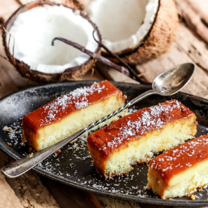 Flan de coco bajo en calorías