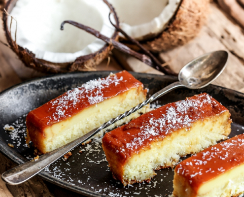 Flan de coco bajo en calorías