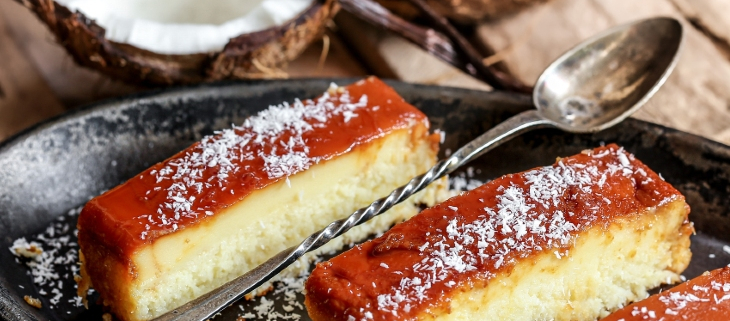 Flan de coco bajo en calorías